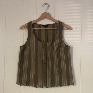Olive green striped tank